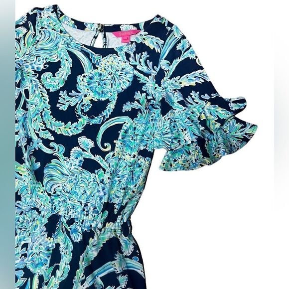 Lilly Pulitzer Lula Romper High Tide Navy Scuba Doo Engineered Romper Sz XS EUC - Picture 3 of 4